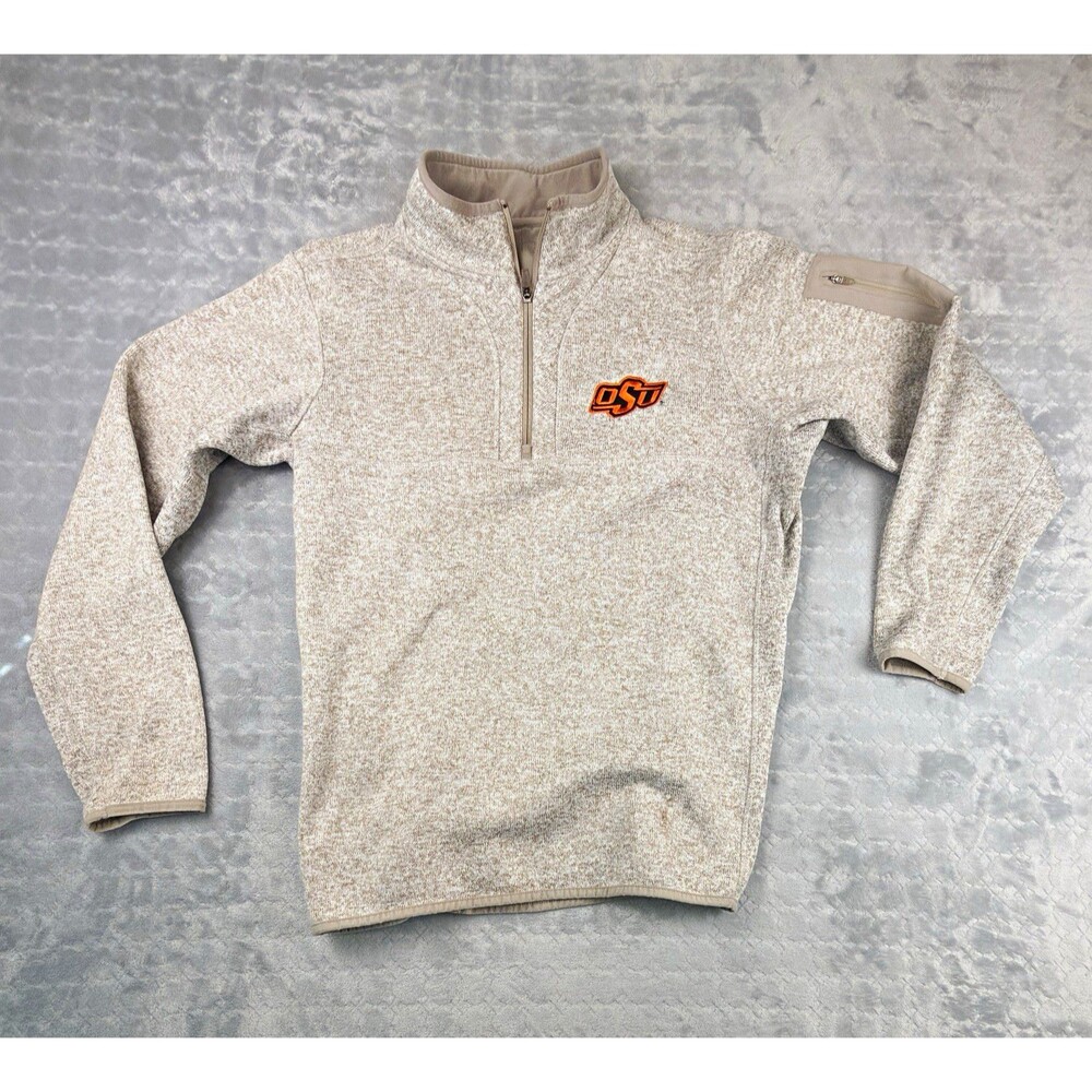 Antigua Oklahoma State Cowboys Gray 1/4 Zip Pullover Sweatshirt Men's L